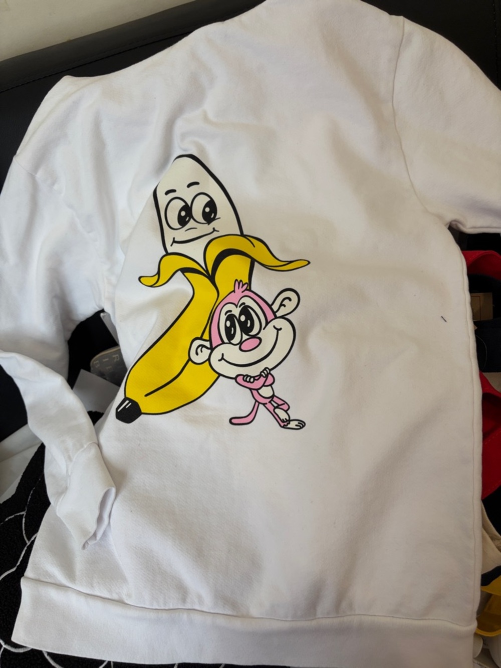 Bananas Monkey White Hoodie Logo Pullover StreetwearGraphic- L - Picture 3 of 3
